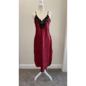 Vintage California Miss Lace Slip Dress Lingerie Nightgown Nightie Gothic Red M